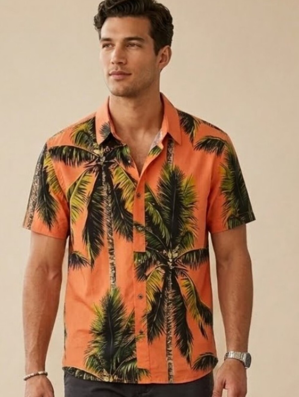 CORNERSTORE Bodega Men's Palm Tree Tropical Print Short Sleeves Shirt size L